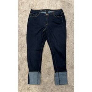 Lane Bryant Skinny Jeans Women's 18 Blue Denim Cotton Stretch Cuffed Low-Rise